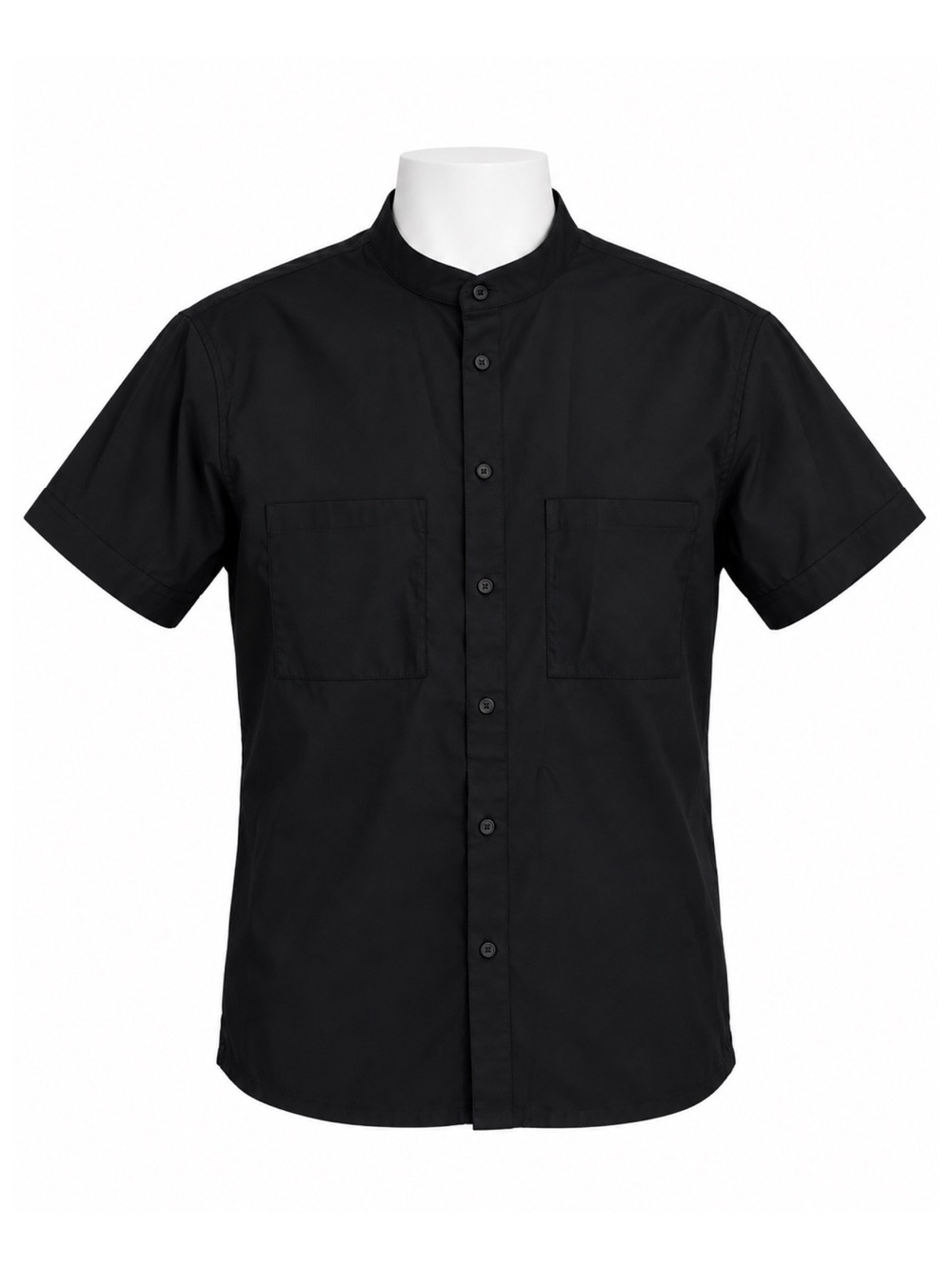 Size M Kit and Ace Men’s Black Band Collar Short Sleeve Two-Pocket Shirt